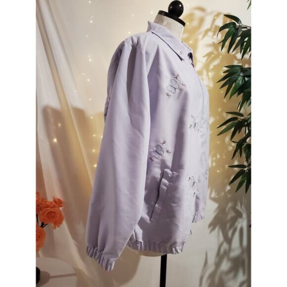Keneth Too! Vtg Embroidered Butterfly Zip Jacket Womens Size XL Purple Pockets - Picture 4 of 11